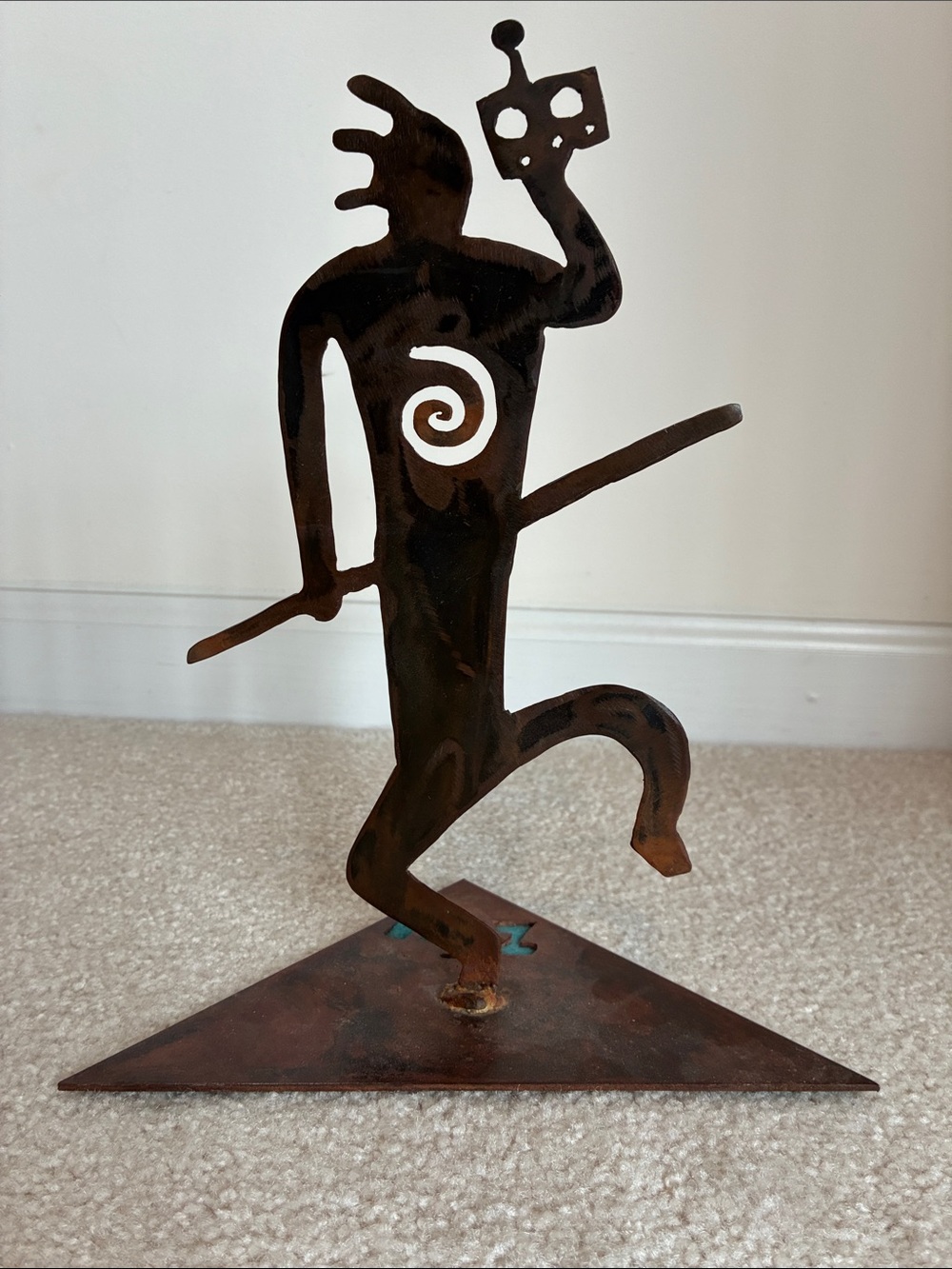 Rustic Kokopelli Metal Sculpture - Brown - Picture 2 of 3